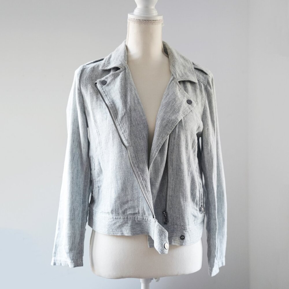 Loft Gray/ Light Blue Linen Motto Jacket size xs